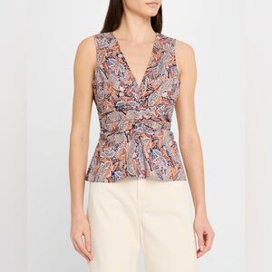 VERONICA BEARD Aiden Top in Navy Multi Size 8 NWT